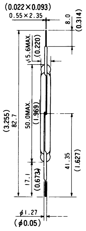 干簧管（磁性開(kāi)關(guān)/磁簧開(kāi)關(guān)）HYR-5008尺寸規(guī)格