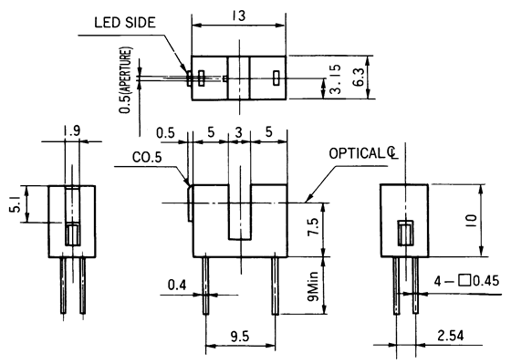 光電傳感器（光學傳感器）OJ-1919尺寸規(guī)格