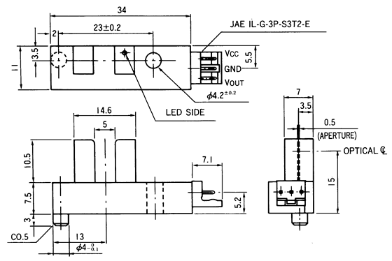 光電傳感器（光學(xué)傳感器）OJ-3703尺寸規(guī)格